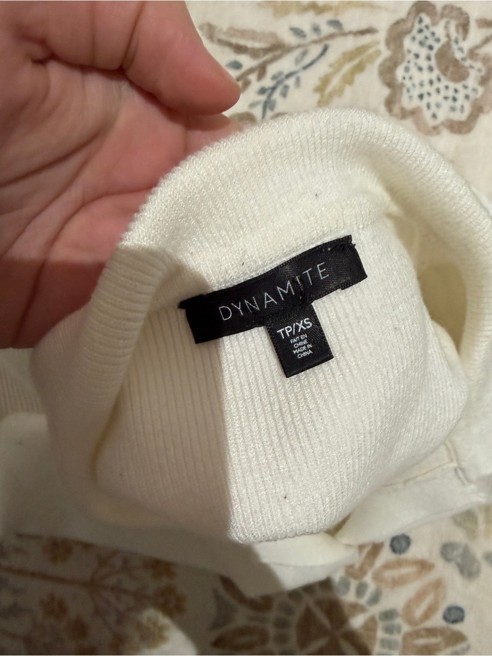 Dynamite Cream V-Neck Collared Sweater - Picture 3 of 3